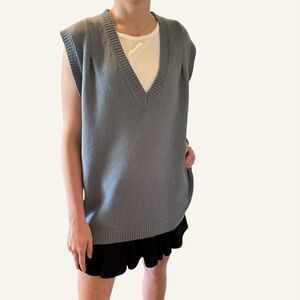 MARNI Blue Gray V-Neck Cashmere Sweater Vest🌸